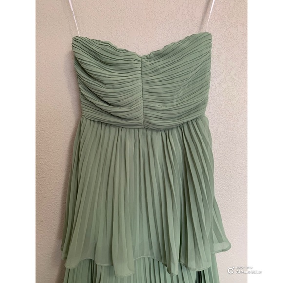 NWOT Lulus Size XS Seriously Sensational Sage Brush Strapless Tiered Maxi Dress - Picture 5 of 16